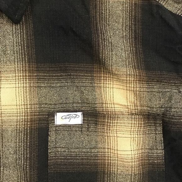 Men's Brown/Khaki Plaid Casual Button Down Shirt - Picture 3 of 6